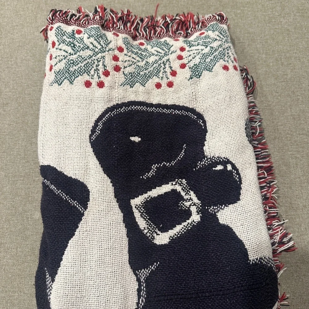 Vintage Red and Black Holiday Blanket 1994
